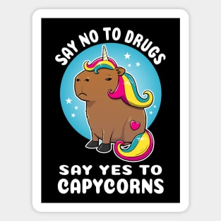 Say no to drugs say yes to capycorns Cartoon Capybara Unicorn Magnet